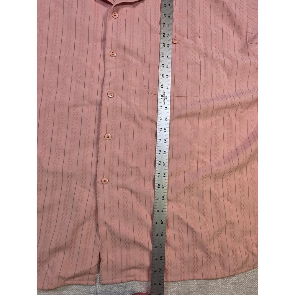 Il Canto Shirt 5XL Salmon Pink Striped Textured Camp Collar Button Up Casual - Picture 4 of 6